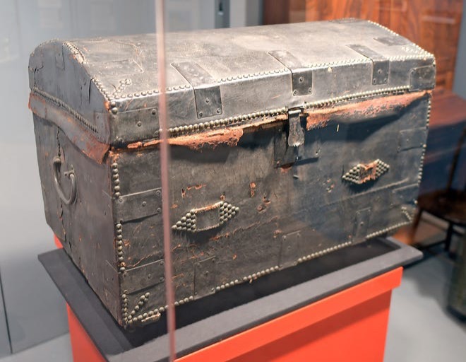 John Hancock's trunk, held at the Museum of Worcester — sometimes called his 'trunk of treason.'
